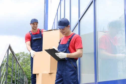 Professional removals van and moving team in Highbury street