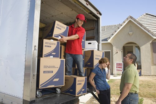 Boxes and furniture prepared for removal services in Highbury