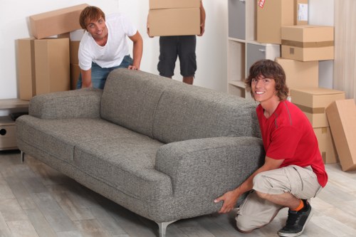 Office furniture and equipment prepared for a Highbury commercial move